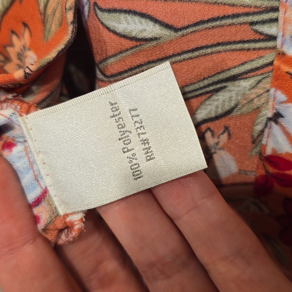 Lauren Conrad Floral Ruffle Sleeve Blouse M Orange Rust/White Boho Style - Picture 6 of 6